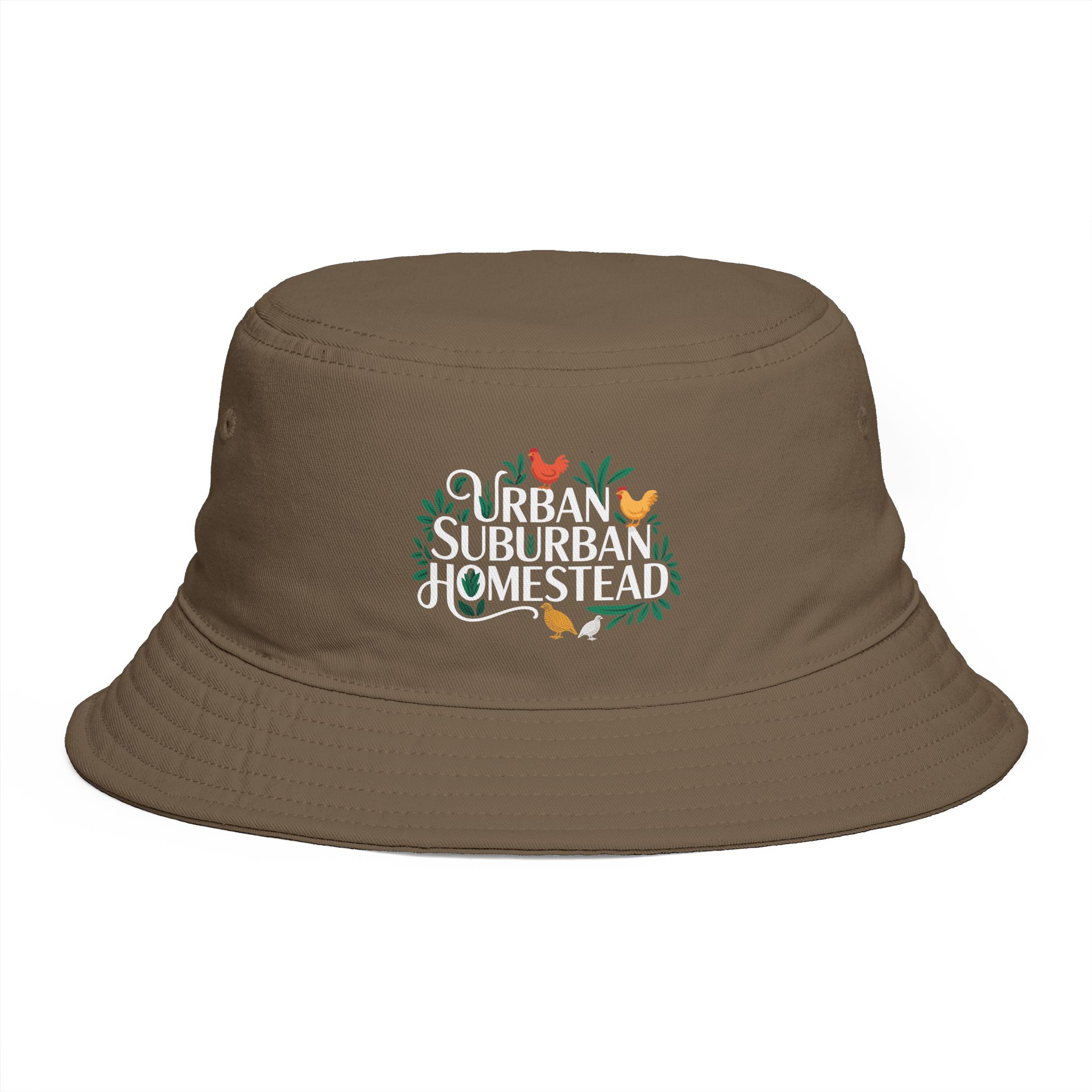 Urban Suburban Homestead bucket hat | Farm Chickens Gardening Logo - Image 3