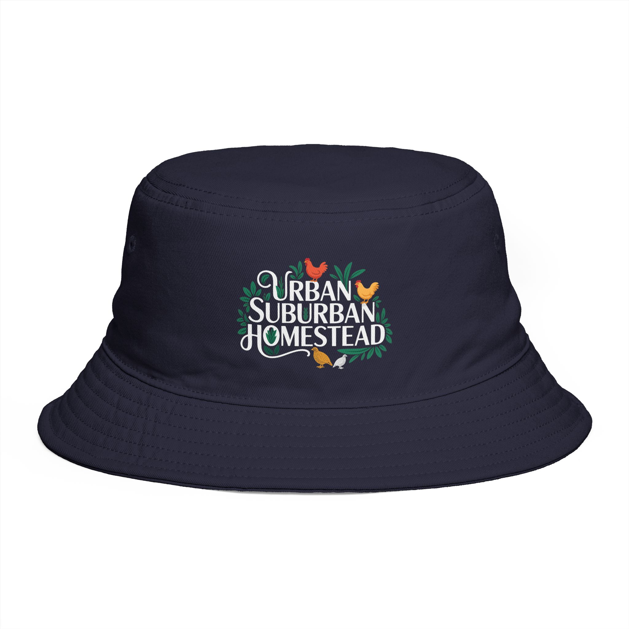 Urban Suburban Homestead bucket hat | Farm Chickens Gardening Logo - Image 4